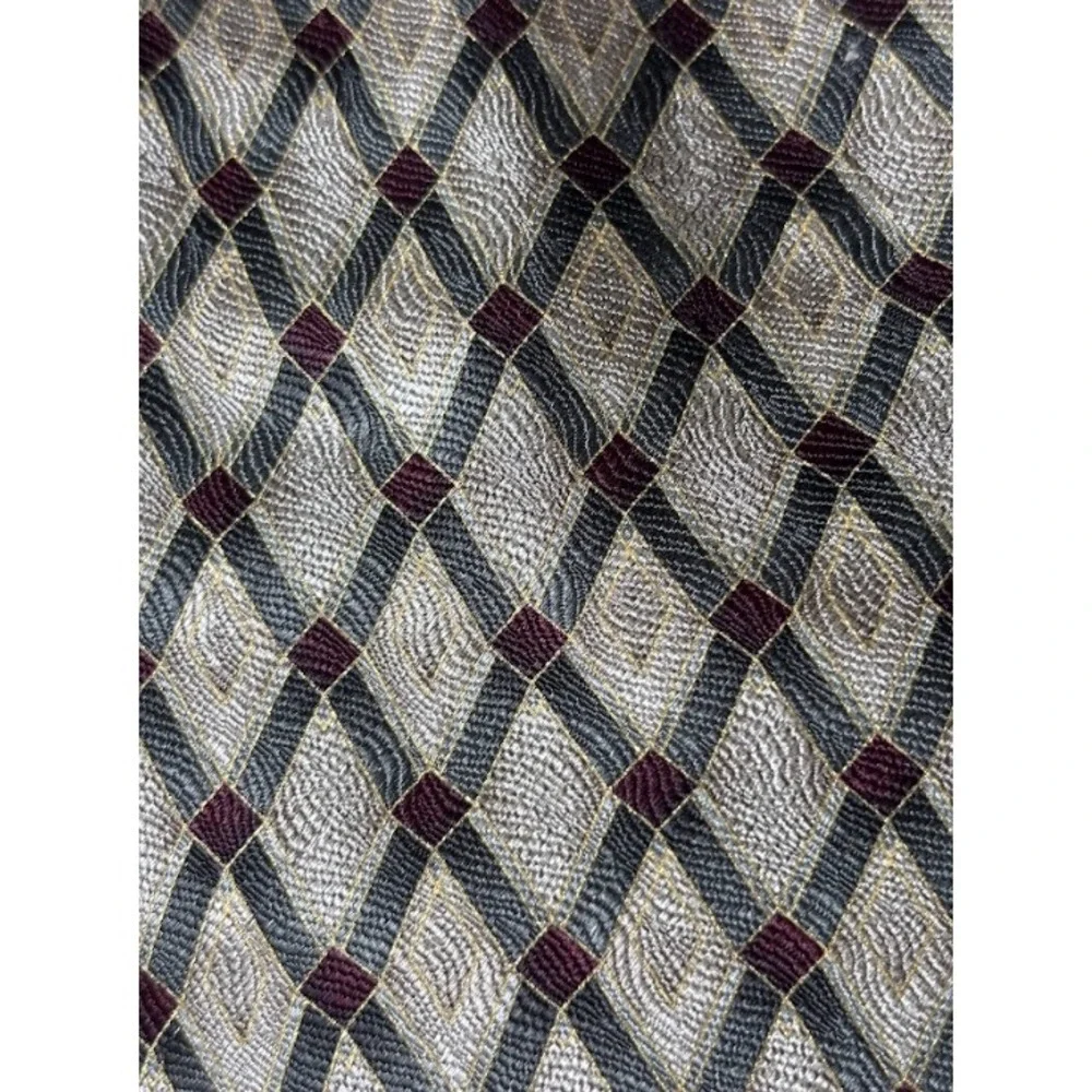 Bocara Silk Tie Mens Gray Red Gold Geometric Satin Necktie Classic Handmade